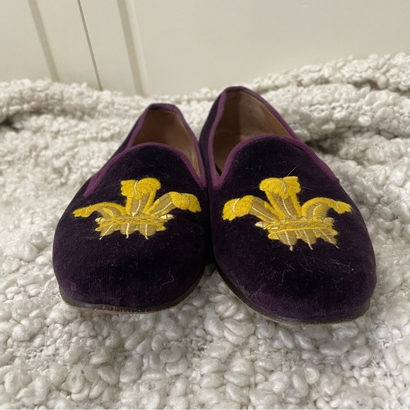 Stubbs & Wootton Purple Loafers with Gold Embroidery - Picture 8 of 8